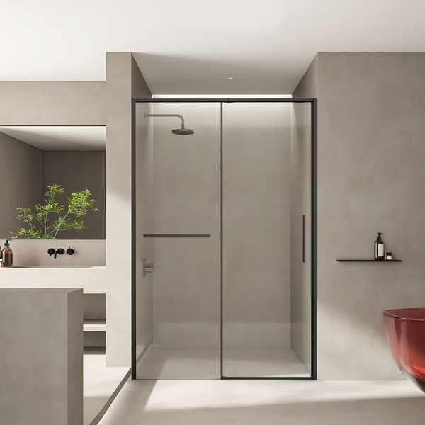 Schuifdeur douche voor nis mat zwart 108-110 scharnier links, Ophalen, Nieuw
