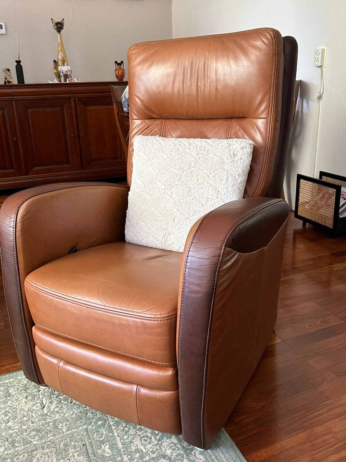 Senioren stoelen en bankstel, Ophalen, Gebruikt, 75 tot 100 cm, Leer