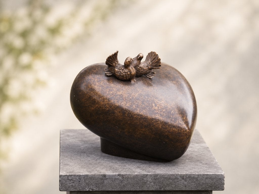Grote BRONZEN URN / grafdecoratie / DUIVEN, Nieuw, Info@huisentuindecoratiemarie.nl, Huis en tuin decoratie marie, Peize