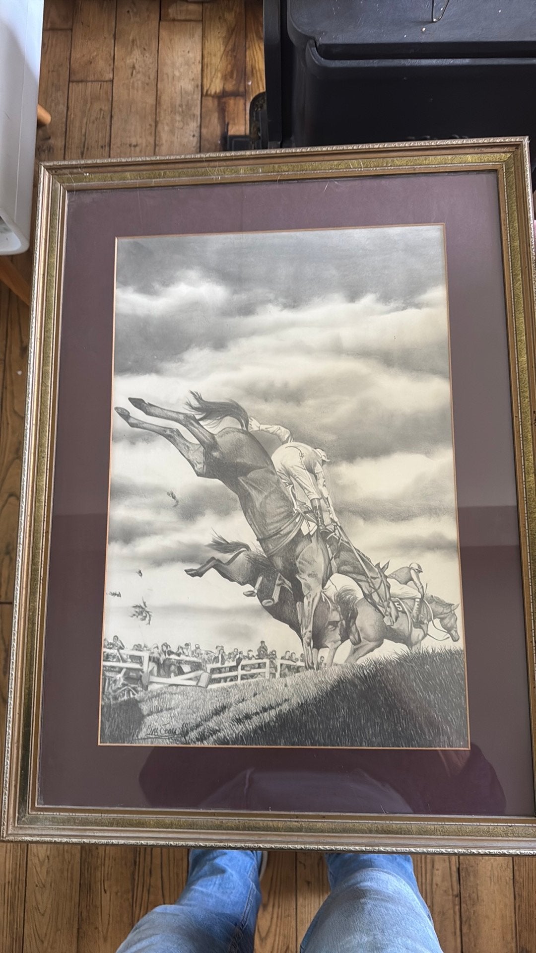 Jockey op paard, Ophalen