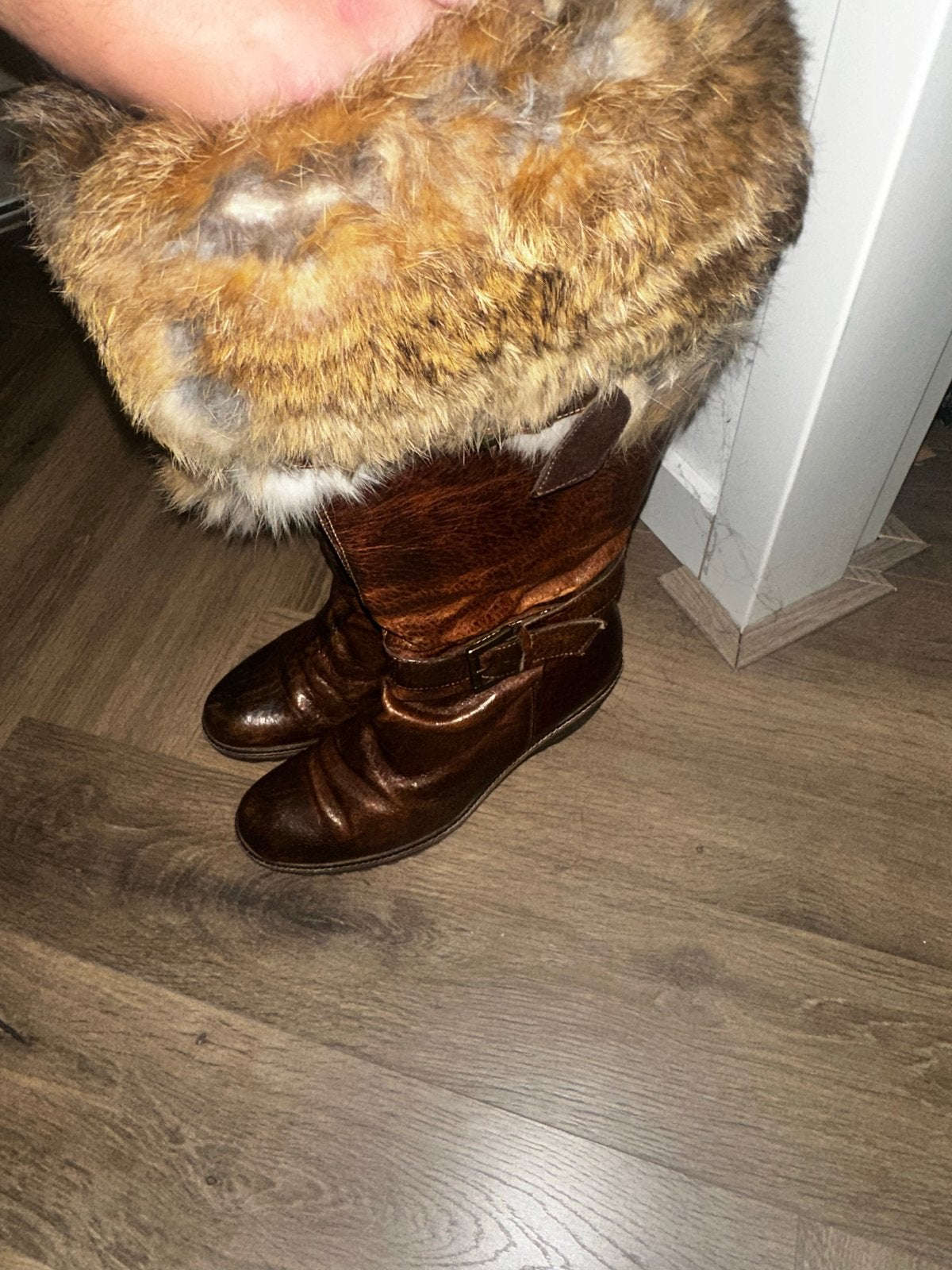 Y2K Laarzen Maat 37 met Bont - Vintage Stijl, Ophalen, Gedragen, Bruin, Hoge laarzen