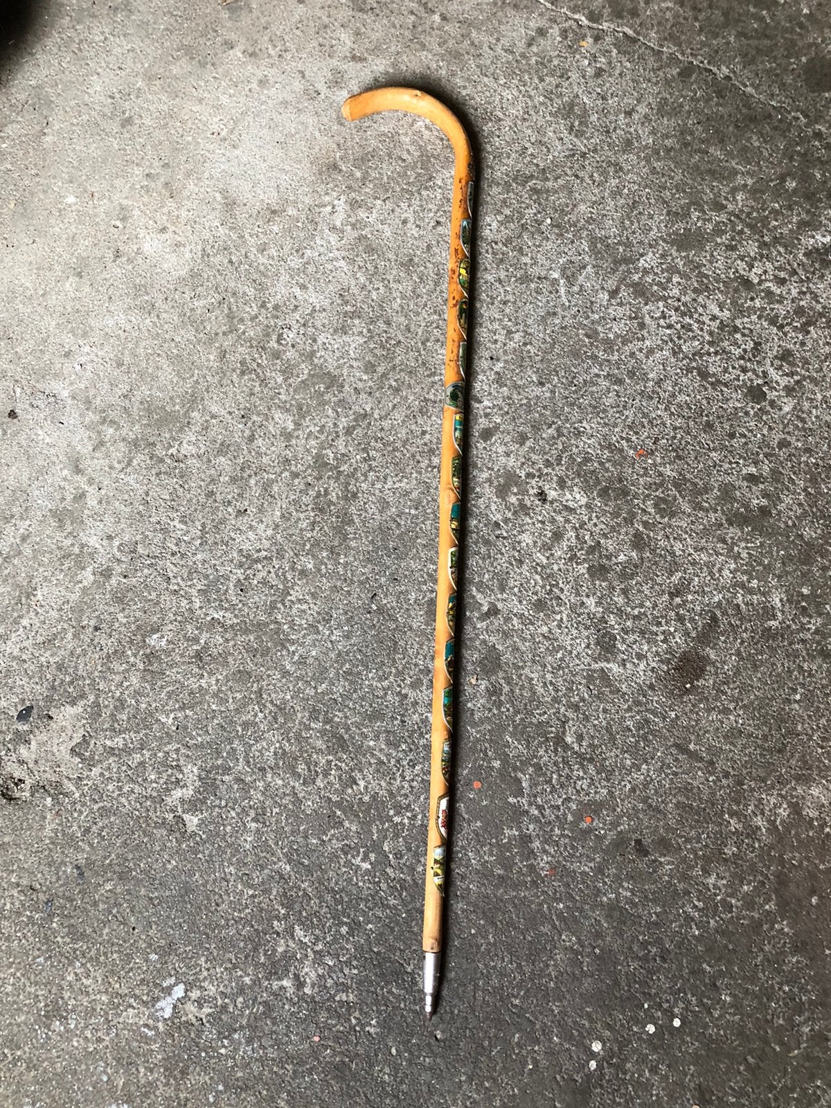 Vintage wandelstok met schildjes, Ophalen of Verzenden, Gebruikt