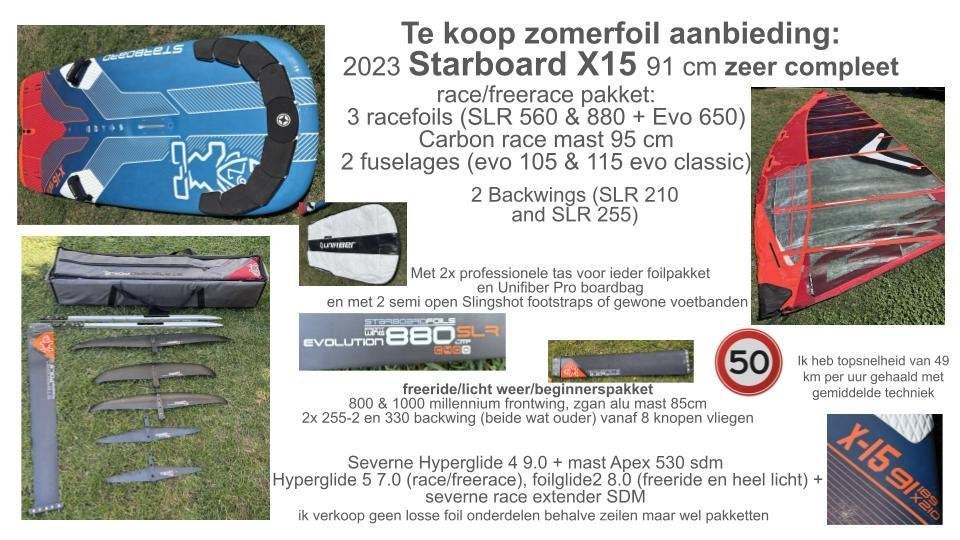 ZOMERKANS: windfoilset zeer compleet Starboard/Severne, Watersport en Boten, Windsurfen, Ophalen of Verzenden, Gebruikt, Plank
