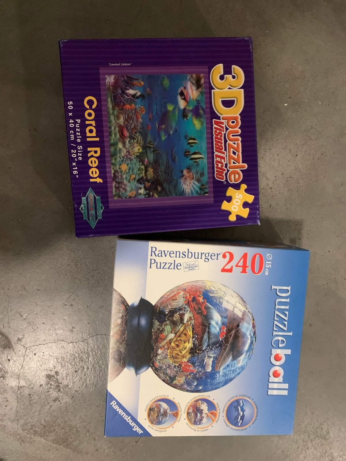 2 Puzzels: 3D Koraalrif & Ravensburger Puzzleball, Een of twee spelers, Ophalen of Verzenden, Zo goed als nieuw