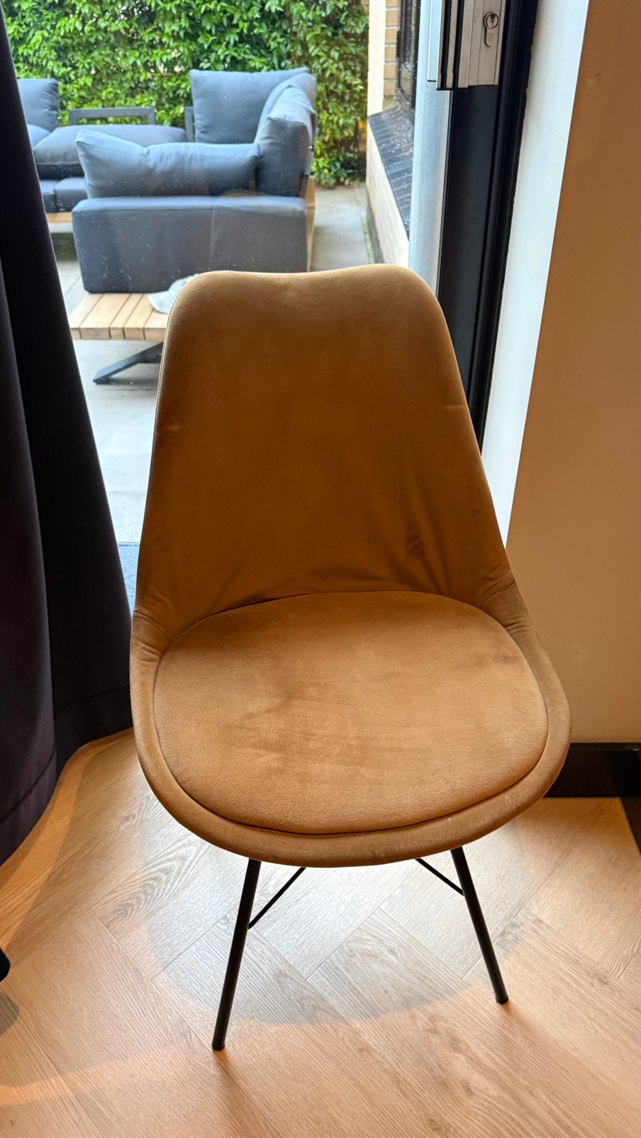 4x eetkamerstoel Oker Velvet | Set van 4, Ophalen, Overige kleuren, Zo goed als nieuw, Vier