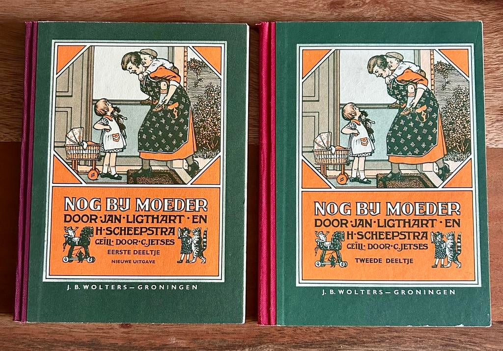 2 schoolboekjes - Nog bij moeder deel 1 en 2 - Jan Ligthart, Antiek en Kunst, Antiek | Boeken en Bijbels, Ophalen of Verzenden