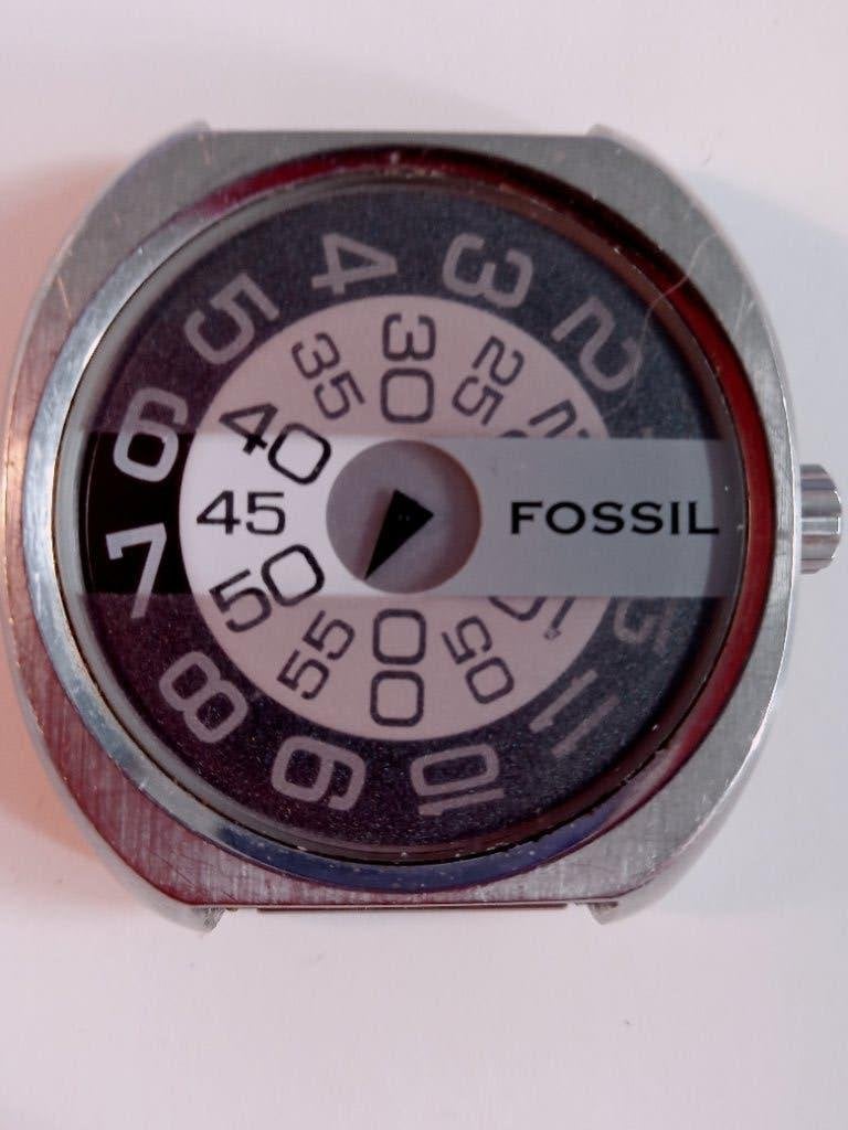 Unieke Vintage Fossil Jump Hour (JR-8865), Overige merken, Gebruikt, Staal, Verzenden