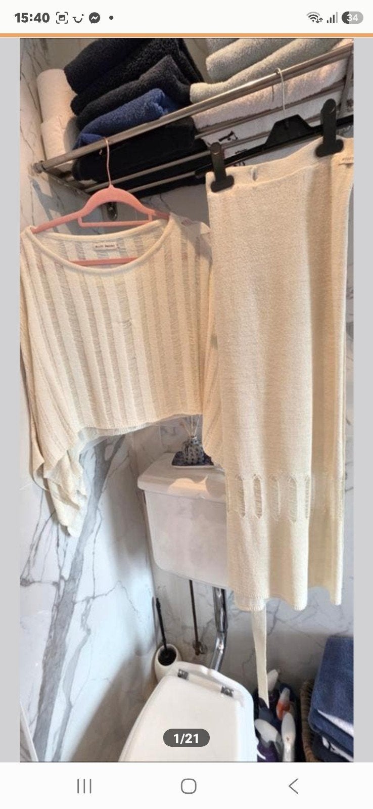 Crèmekleurige gebreide top en rok set van moost wanted, Kleding | Dames, Maat 38/40 (M), Wit, Nieuw, Ophalen of Verzenden