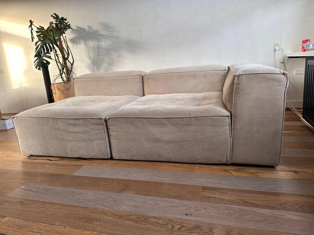 Bolia Cosima Loungebank modulair (beige velours ribstof), Huis en Inrichting, Ophalen, 100 tot 125 cm, Driepersoons, Zo goed als nieuw