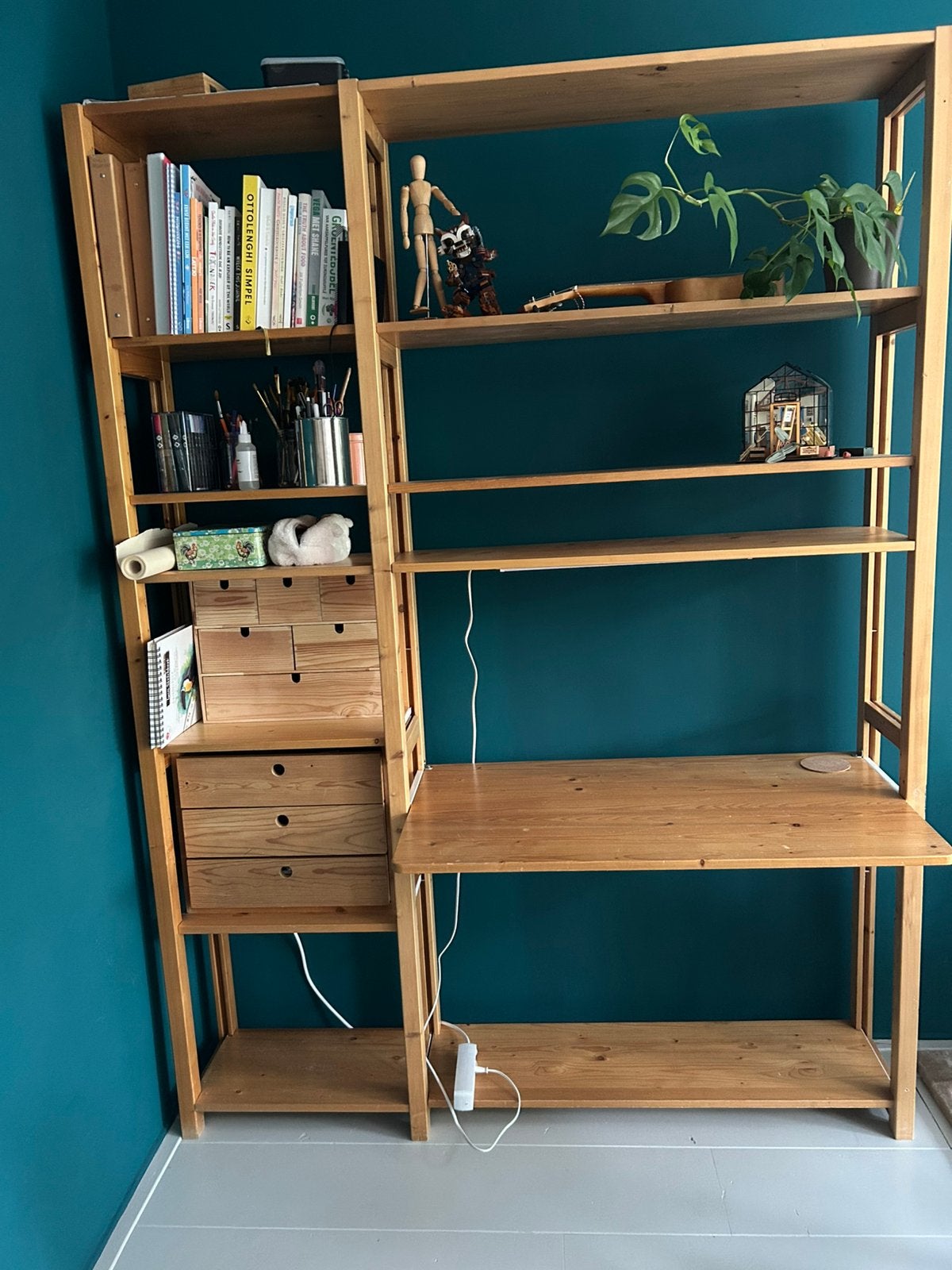 Lundia kast met bureaublad, Ophalen, Met plank(en), Gebruikt, 200 cm of meer