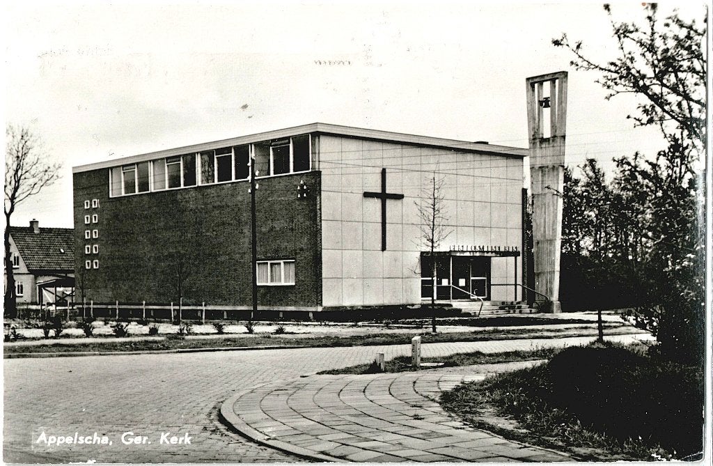 Appelscha fr, geref.kerk, gelopen, uitgave mulder,, Verzenden, 1940 tot 1960, Gelopen, Friesland