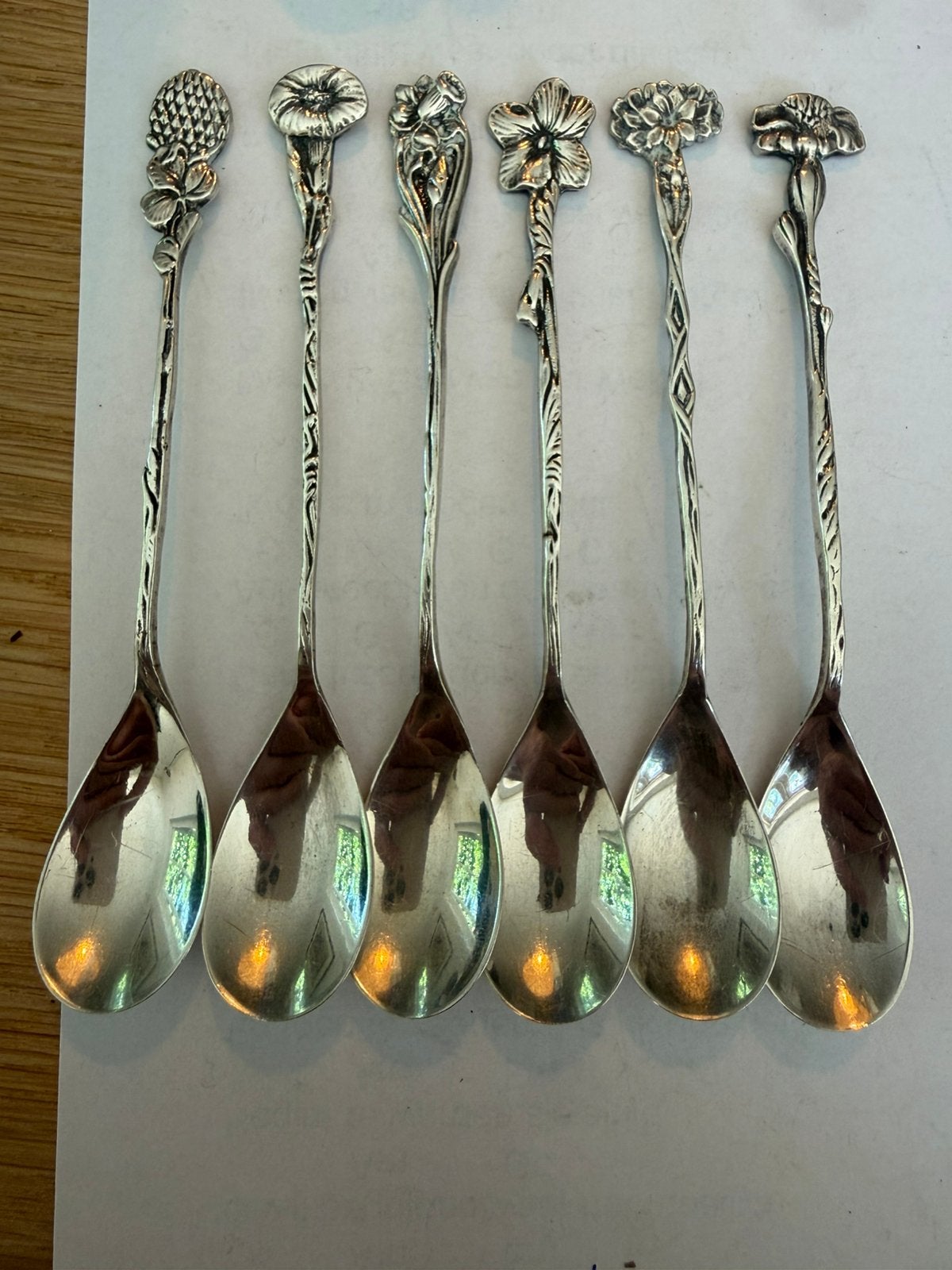Prachtige set van 10 zilveren bloemenlepeltjes – A. Marinus, Ophalen, Zilver
