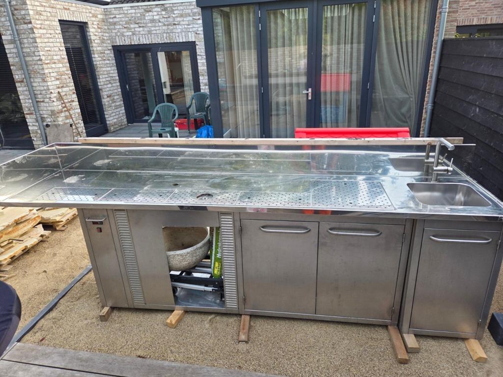 RVS Buitenkeuken met spoelbak en opbergruimte, Ophalen of Verzenden, Gebruikt, Onbekend, Vrijstaand