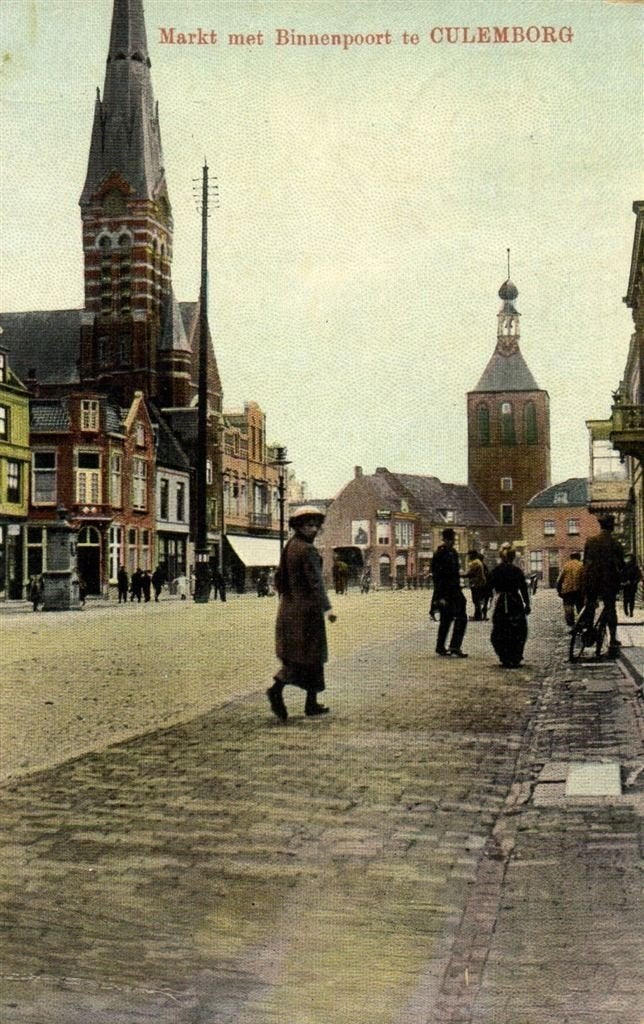 Markt met Binnenpoort te Culemborg - B-keus - 1931 gelopen, Verzamelen, Ansichtkaarten | Nederland, Gelopen, Zeeland, 1920 tot 1940