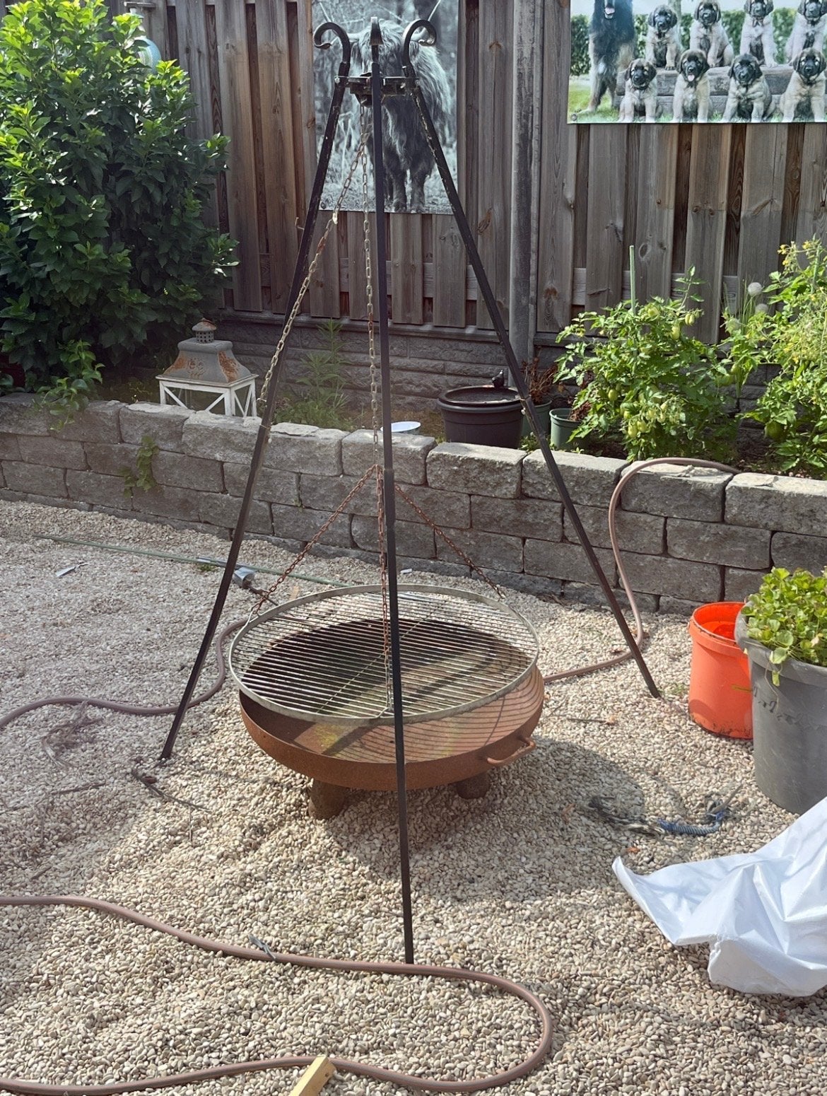 3-delige BBQ met 70cm RVS grill en vuurschaal, Ophalen, Gebruikt