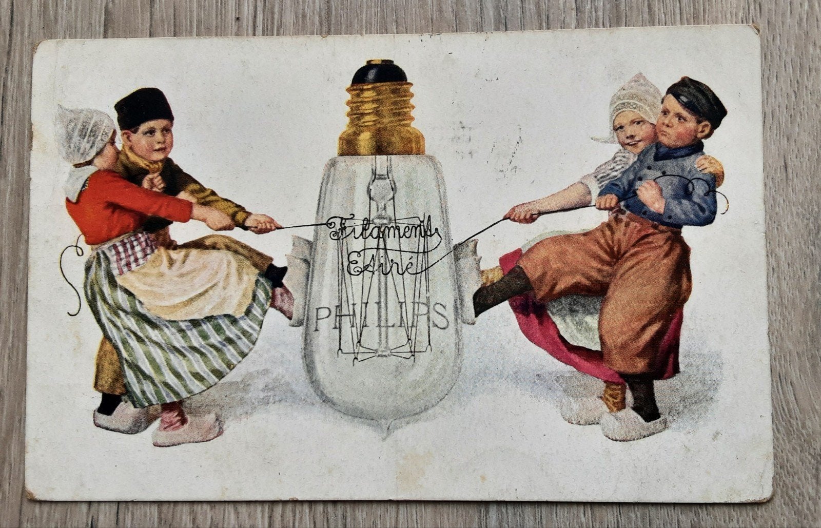 Philips reclamekaart 1915 - Hollands tafereel, Ophalen of Verzenden, Voor 1920, Gelopen, Klederdracht
