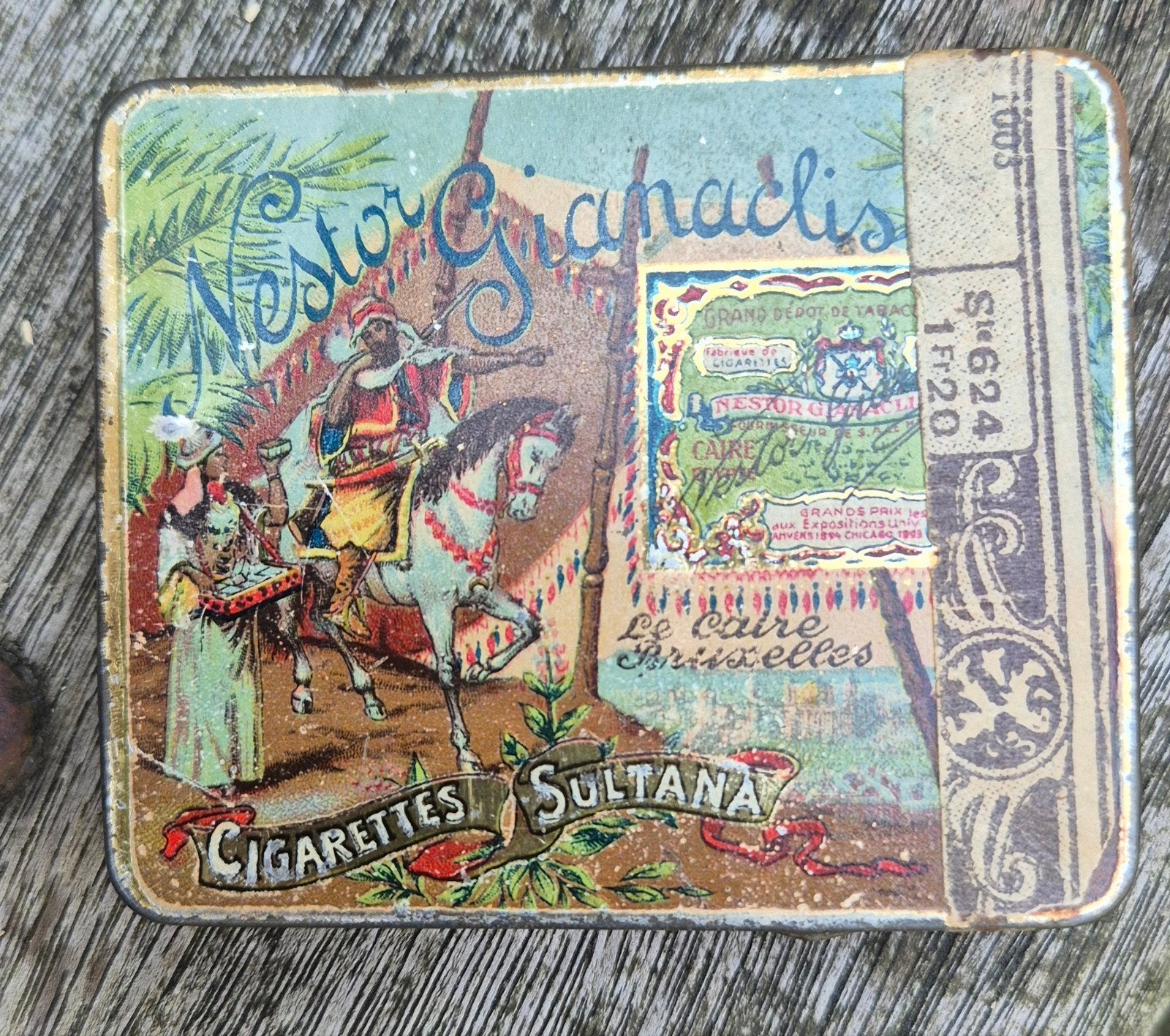 Antiek sigarettenblikje Nestor Gianaclis Sultana, Verzamelen, Blikken, Ophalen of Verzenden