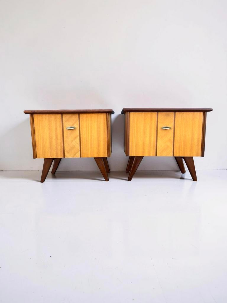 Set van 2 vintage nachtkastjes, jaren 60, Ophalen, Minder dan 45 cm, ., Zo goed als nieuw