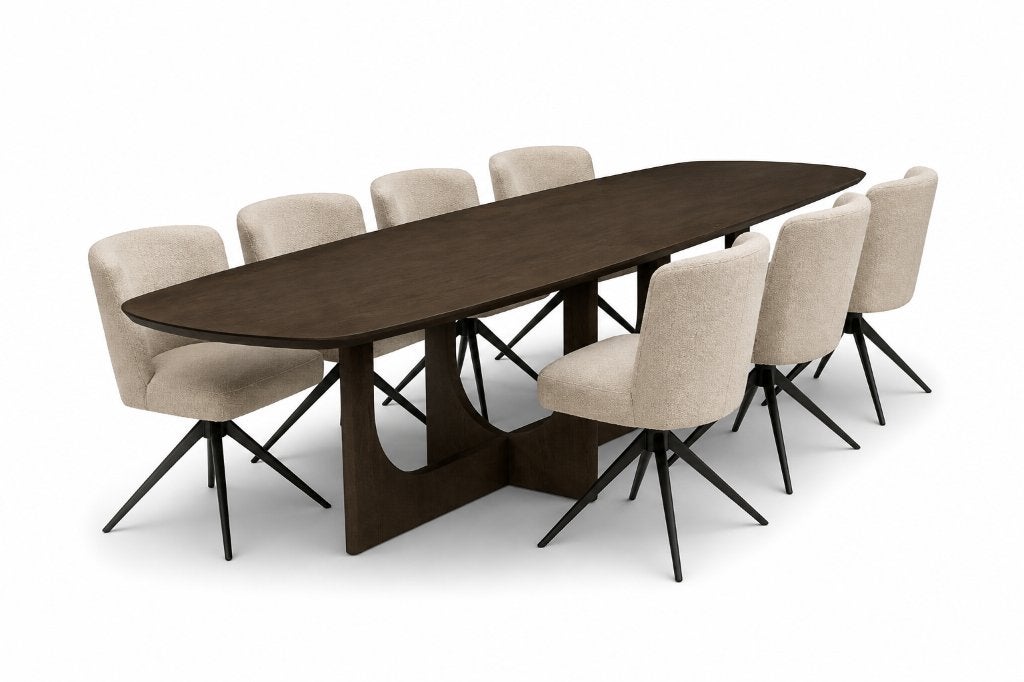 Bruin eiken japandi tafel 260x105cm **Nieuw**, Japandi chique, Eikenhout, Vijf personen of meer, Ovaal
