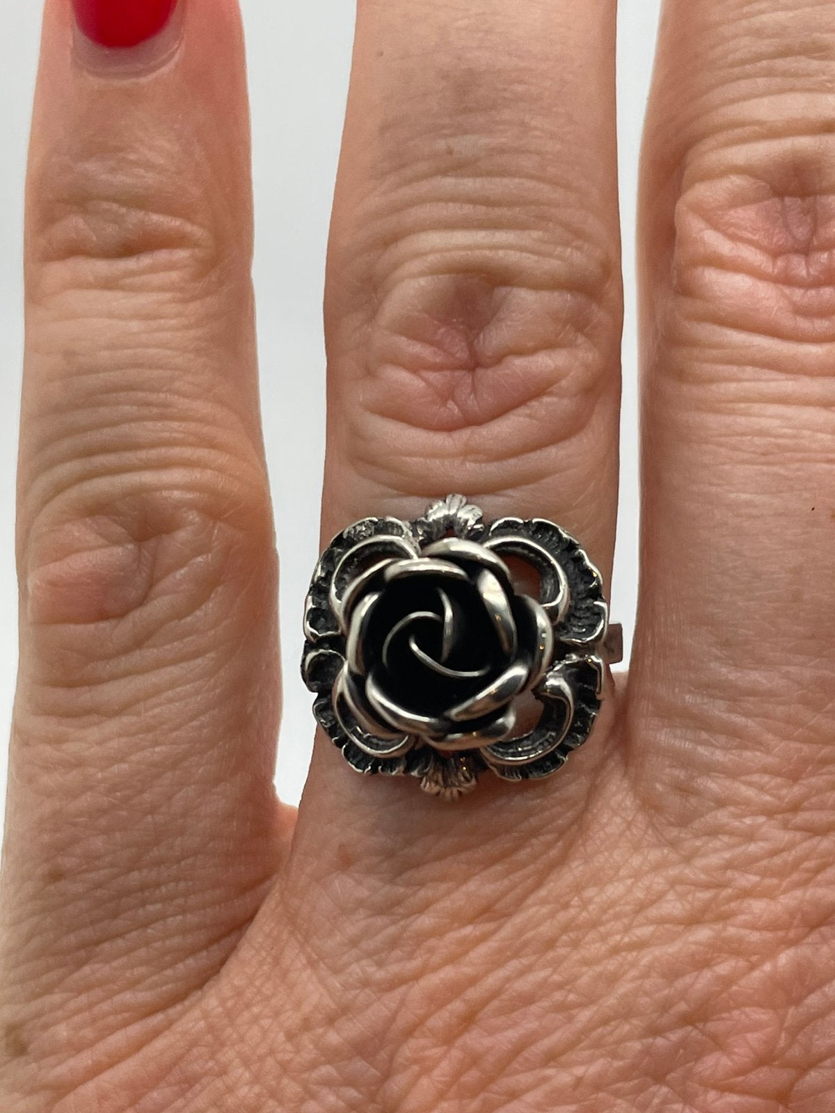 E578 Prachtige TEKA ring grote roos maat 17, Ophalen of Verzenden, Zilver