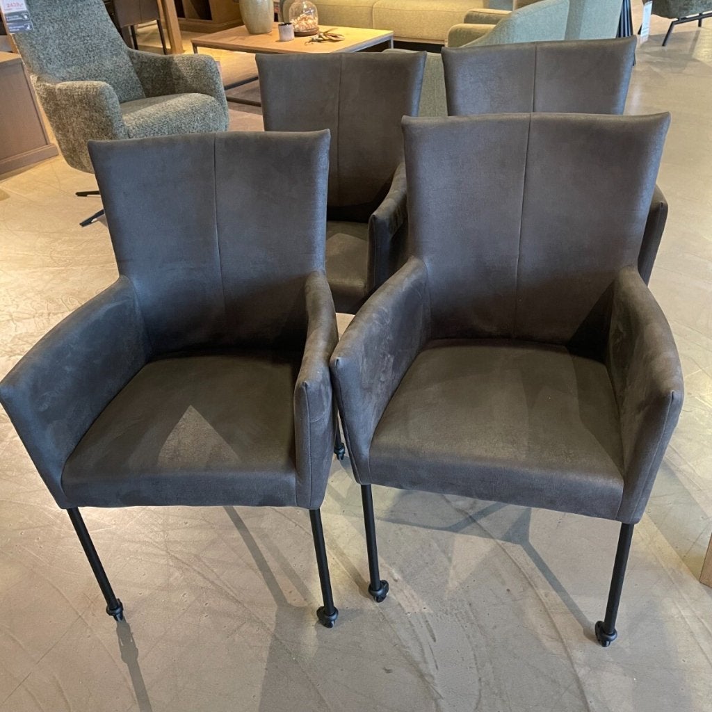 Malonno Armstoel - Set van 4 Antraciet - IN.HOUSE, Huis en Inrichting, Stoelen, Niet ingevuld, Niet ingevuld, Niet ingevuld