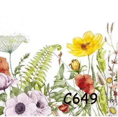 Servetten decoupage/bullet journal – veldbloemen C649, Verzenden, Nieuw