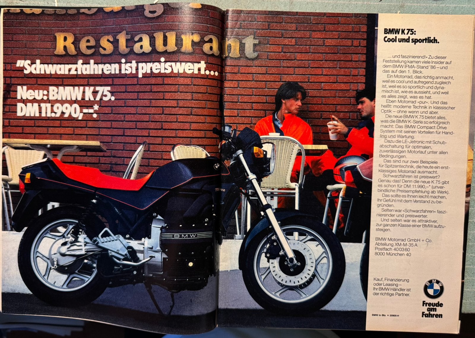 Advertentie 1986 BMW K75 black, Verzenden, Zo goed als nieuw, Motoren