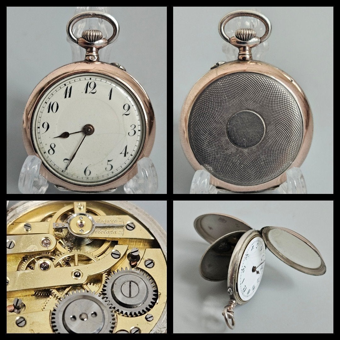Antiek zilver,  deels verguld dames zakhorloge., Ophalen of Verzenden, Zilver
