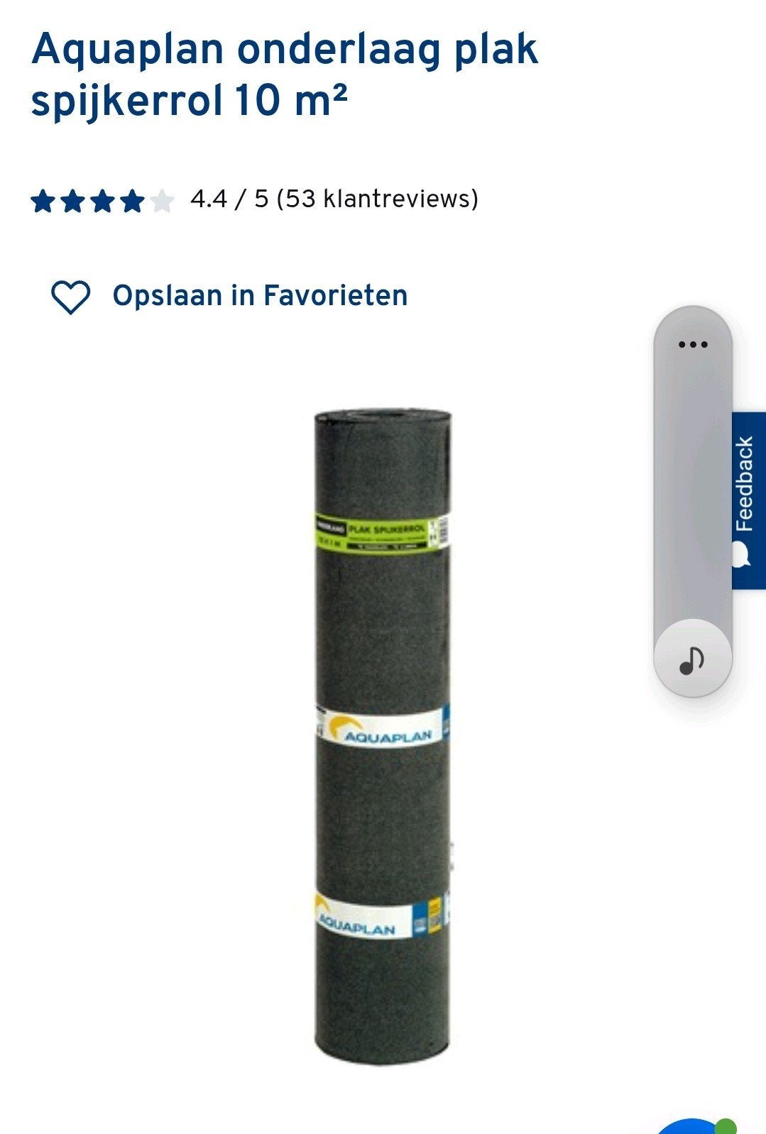 Aquaplan onderlaag plakspijkerrol - 7m2 nieuw, Ophalen, Zwart, Overige typen, Nieuw