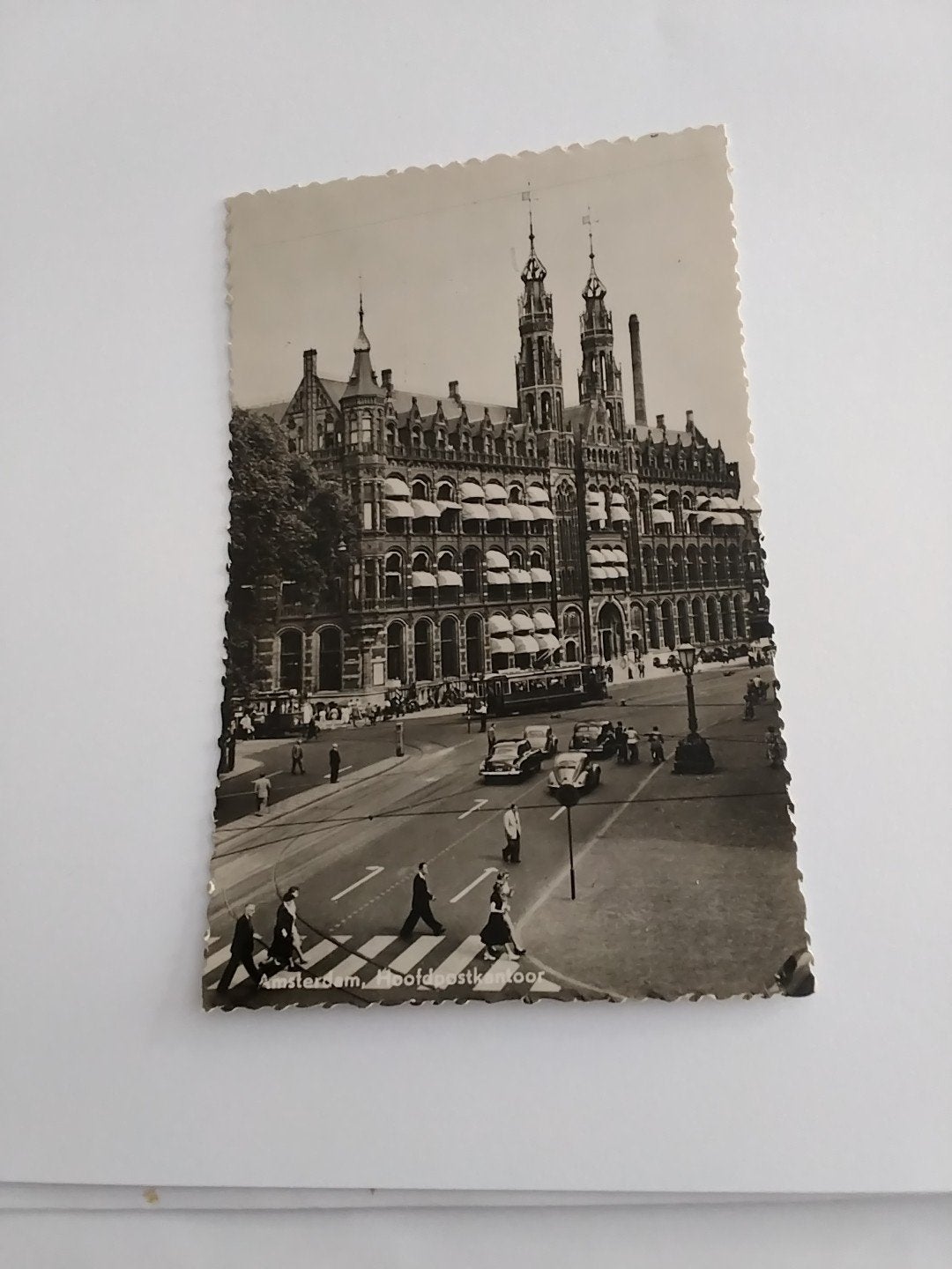 Oude ansichtkaart Amsterdam Hoofdbestuur PTT 1955, Ophalen of Verzenden, 1940 tot 1960, Noord-Holland