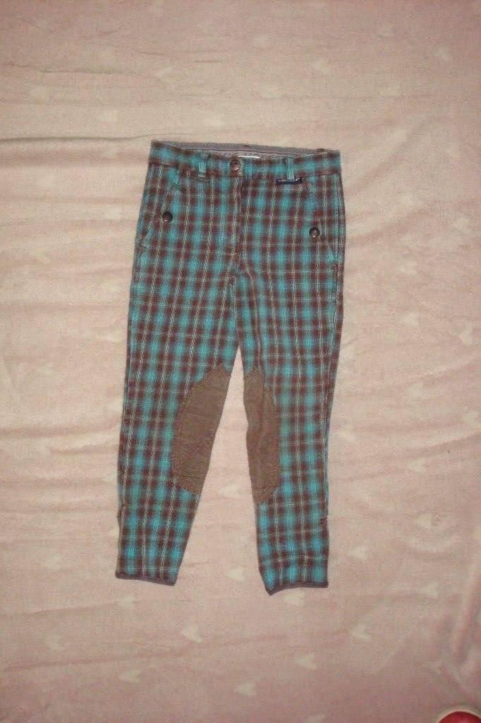 Harry's Horse paardrijbroek, ruit turquoise bruin-grijs 128, Meisje, Sport- of Zwemkleding, Ophalen of Verzenden, Zo goed als nieuw