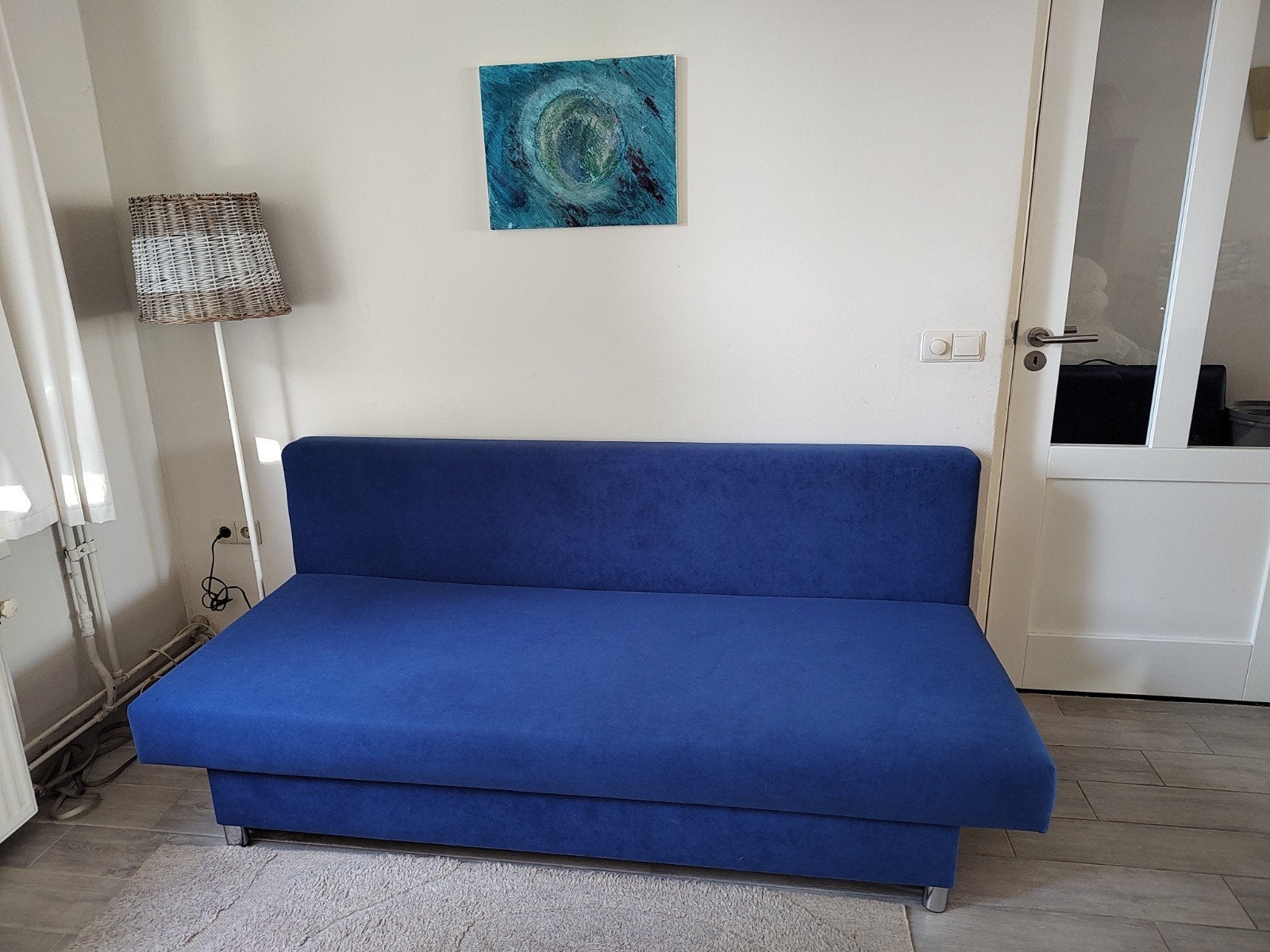 slaapbank, Ophalen, Blauw, Tweepersoons, 140 cm