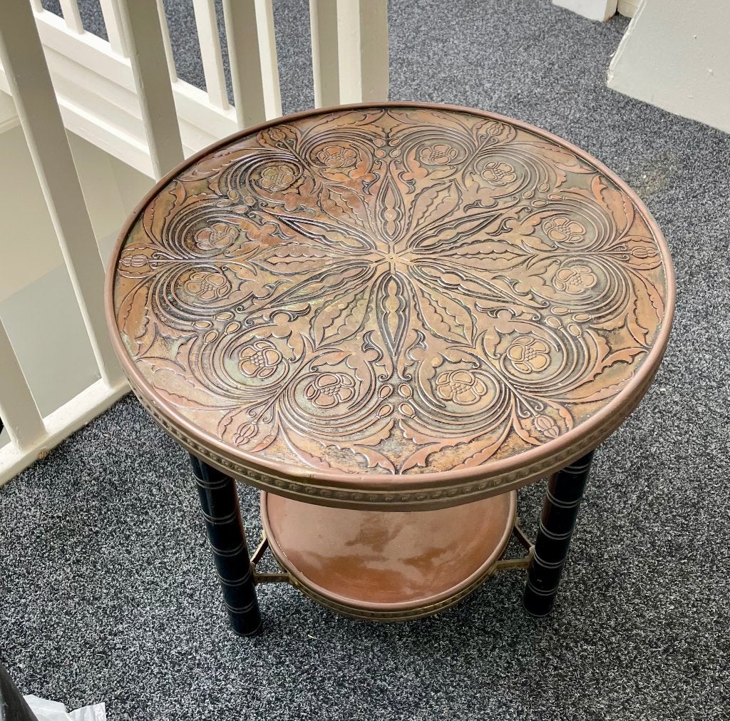 Vintage rooktafeltje met geëtst messing blad – Art Deco, Antiek en Kunst, Ophalen