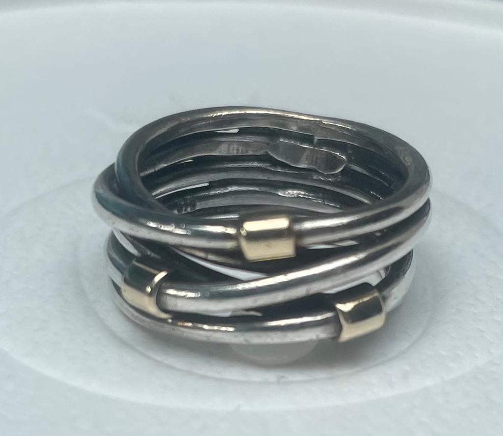 Pandora ring ‘Ropes’ met 14K goud maat 52 RETIRED, Ophalen, Dame, Goud, Kleiner dan 17