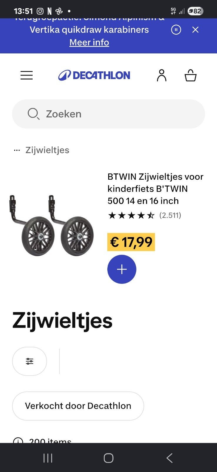 zijwieltjes Btwin, Ophalen