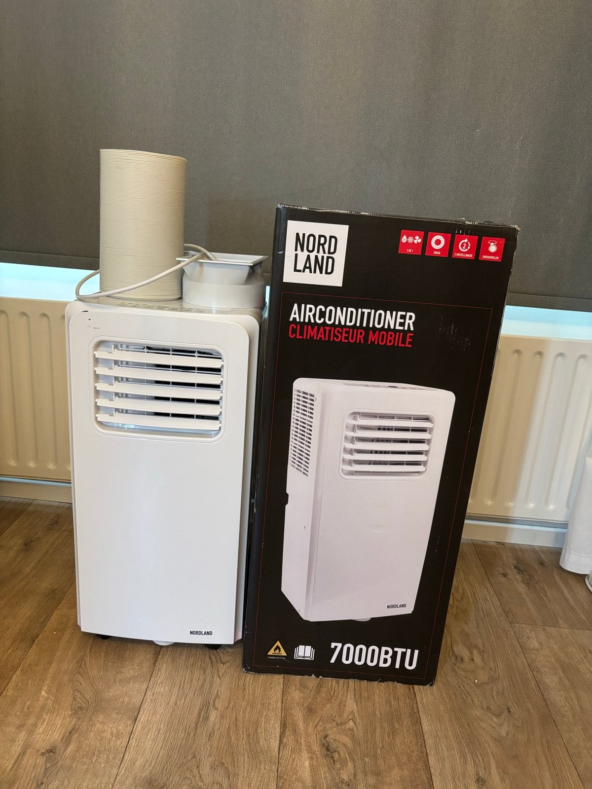 Fresh White 7000 BTU Mobiele Airconditioner 750W, Ophalen, Gebruikt, Minder dan 60 m³, 2 snelheden