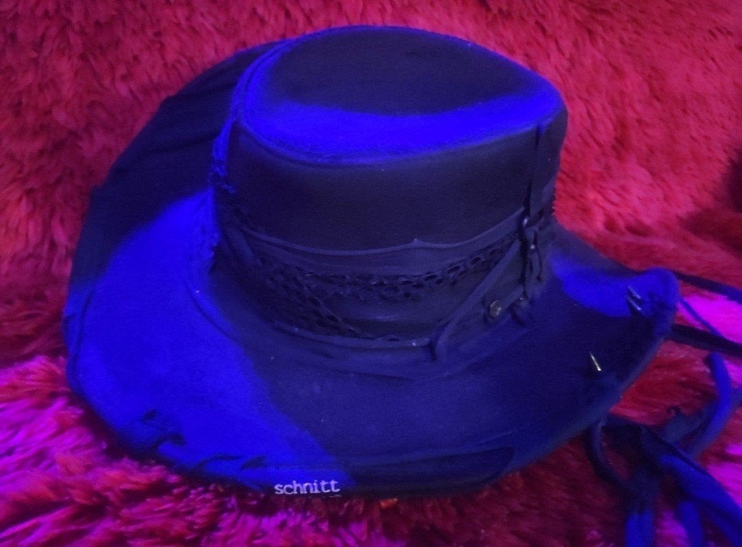 SCHNITTMUSKEL custom cowboyhoed gothic / post-apocalyptic, 55 cm (S, 6⅞ inch) of minder, Hoed, Nieuw, Ophalen of Verzenden