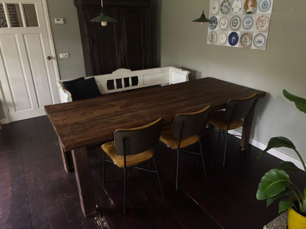 Eettafel van steigerhout, Huis en Inrichting, Tafels | Eettafels, Ophalen, Gebruikt, 200 cm of meer, 50 tot 100 cm