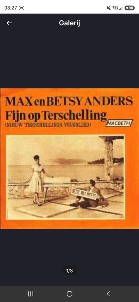 Max en Betsy Anders - Fijn op Terschelling (Vinyl)  Gezocht, Cd's en Dvd's, Vinyl Singles, Ophalen of Verzenden, Gebruikt