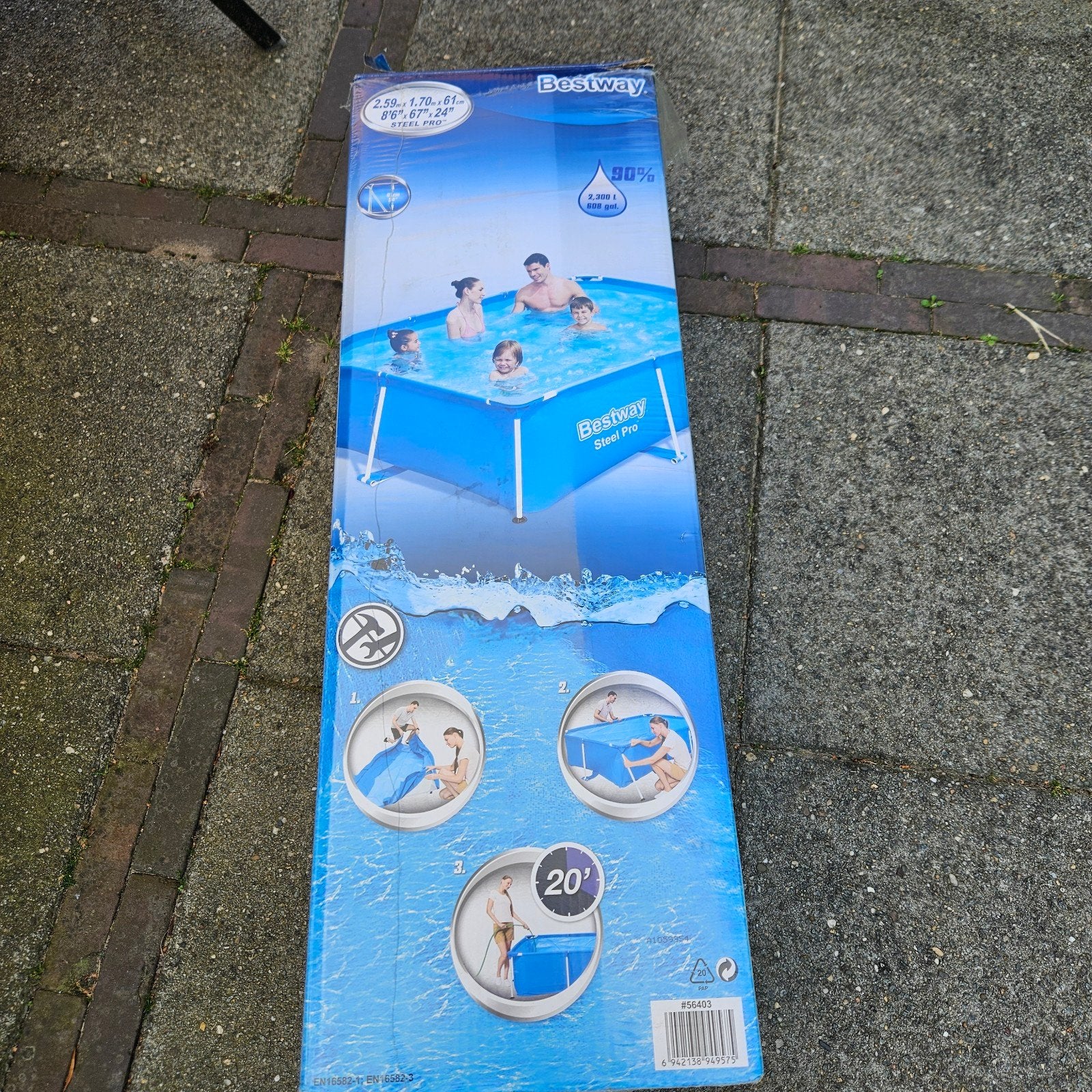 Bestway Steel Pro opzetzwembad 2.59m x 1.70m x 61cm, Ophalen, Zo goed als nieuw, Opzetzwembad, 200 tot 400 cm