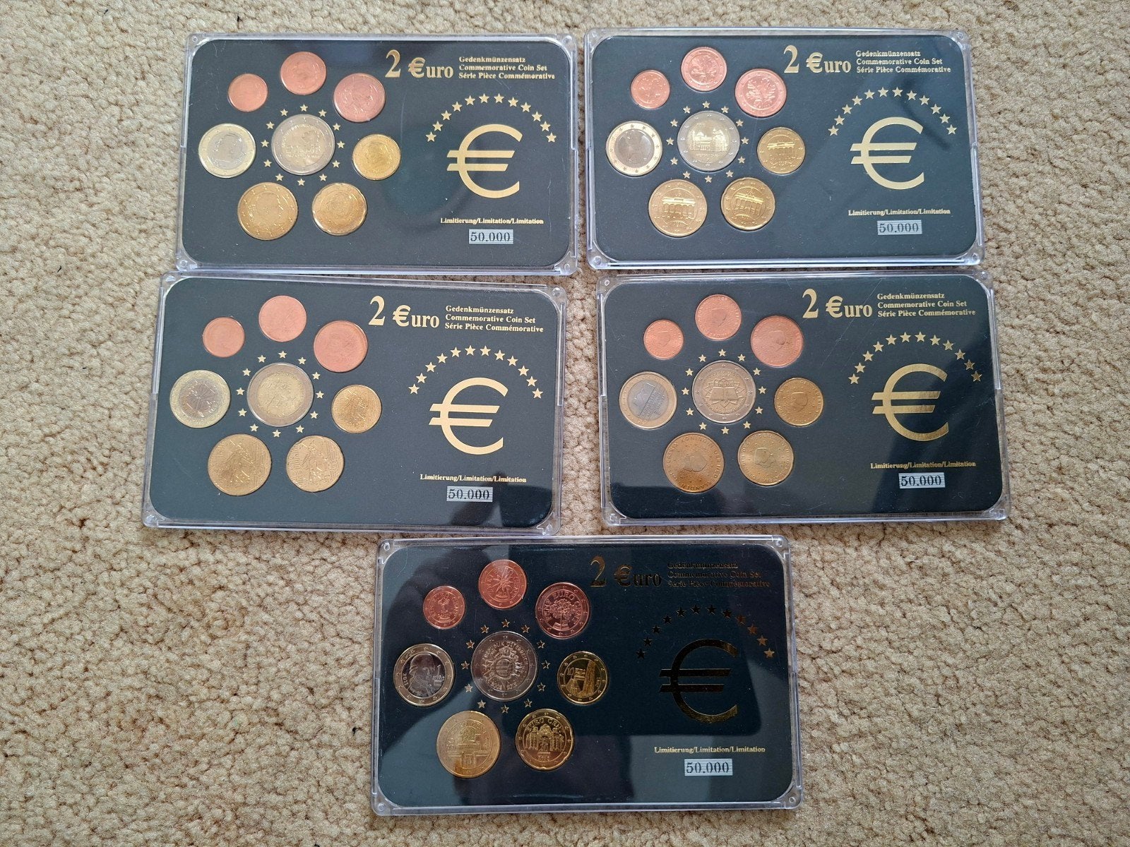 10 verschillende gedenkmunten setjes zie foto's, Ophalen of Verzenden, Overige landen, Overige waardes