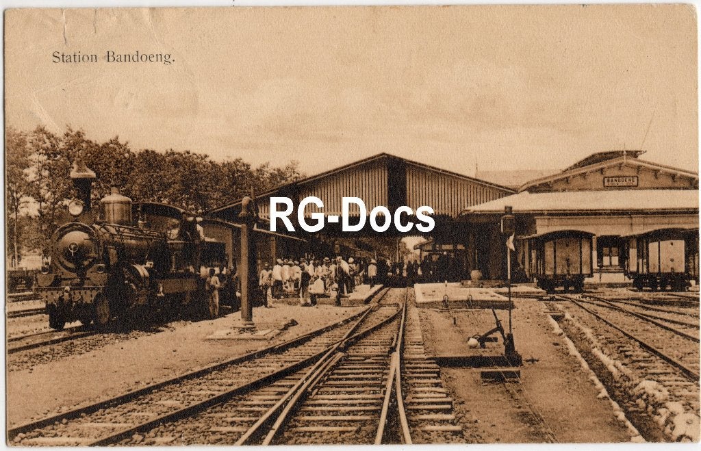 Ansichtkaart - Briefkaart Trein Station Bandoeng 1920, Ophalen of Verzenden, Voor 1920, Gelopen, Buiten Europa
