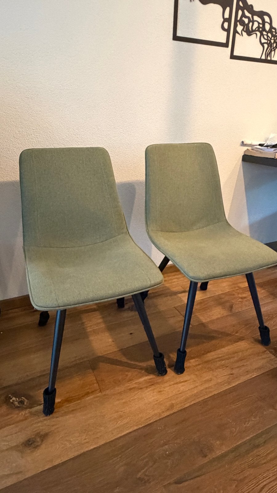 Twee groene eetkamerstoelen, Ophalen, Gebruikt, Twee, Overige kleuren