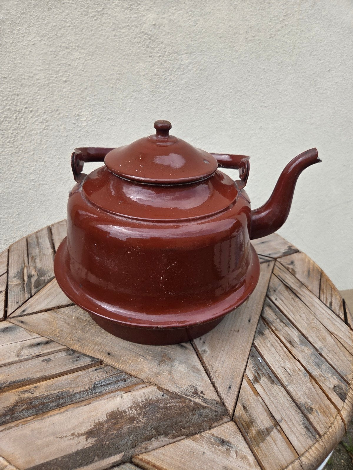 Vintage Emaille Theepot - Bruin, Ophalen of Verzenden