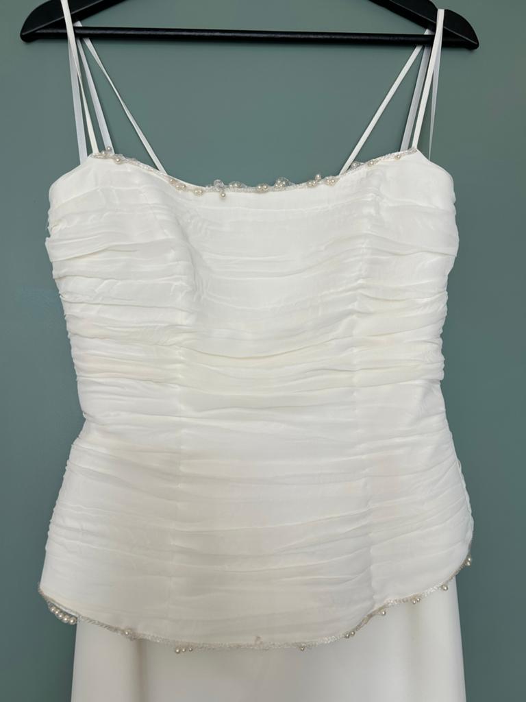 Trouwjurk Maat 34/36 - Crème met Parel details, Kleding | Dames, Trouwkleding en Trouwaccessoires, Ophalen of Verzenden, Zo goed als nieuw