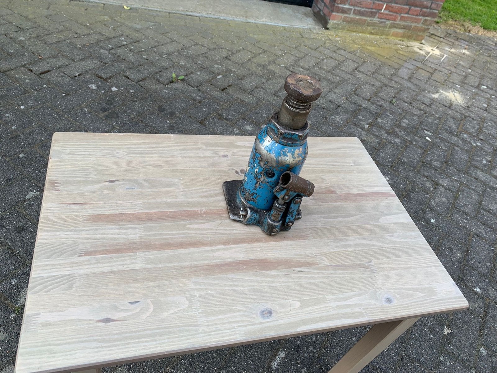 Hydraulische 10 ton potkrik met schroefdraad verlenging, Ophalen of Verzenden, Gebruikt, Hydraulisch, Potkrik