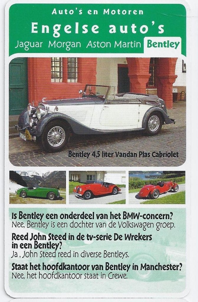 F902 autokaartje bentley 4,5 liter van den plas, Ophalen of Verzenden, Zo goed als nieuw, Auto's