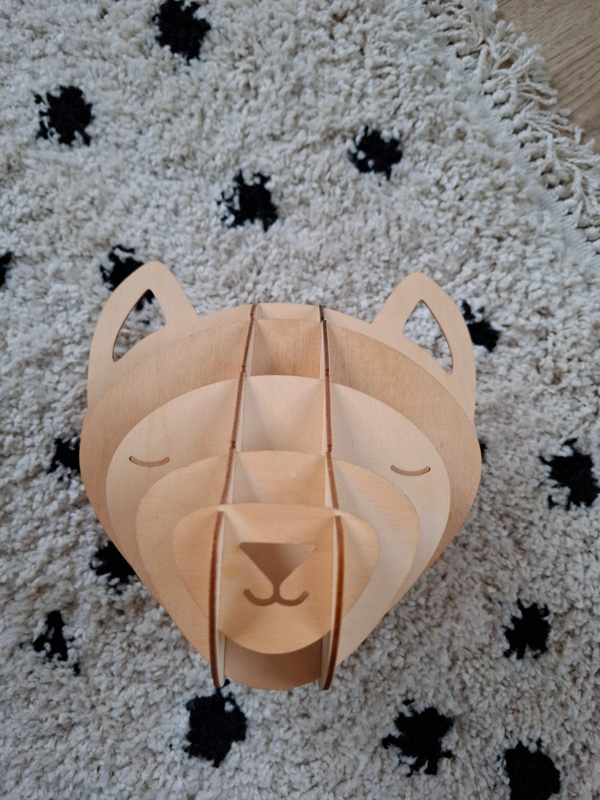 Houten wanddecoratie kinderkamer - 3D dierenhoofd, Hout, Decoratieobject, Ophalen of Verzenden, Zo goed als nieuw