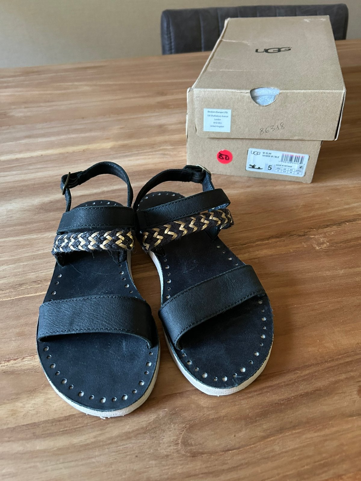 Ugg sandalen zwart maat 36, Zwart, Zo goed als nieuw, Sandalen of Muiltjes, Ophalen of Verzenden