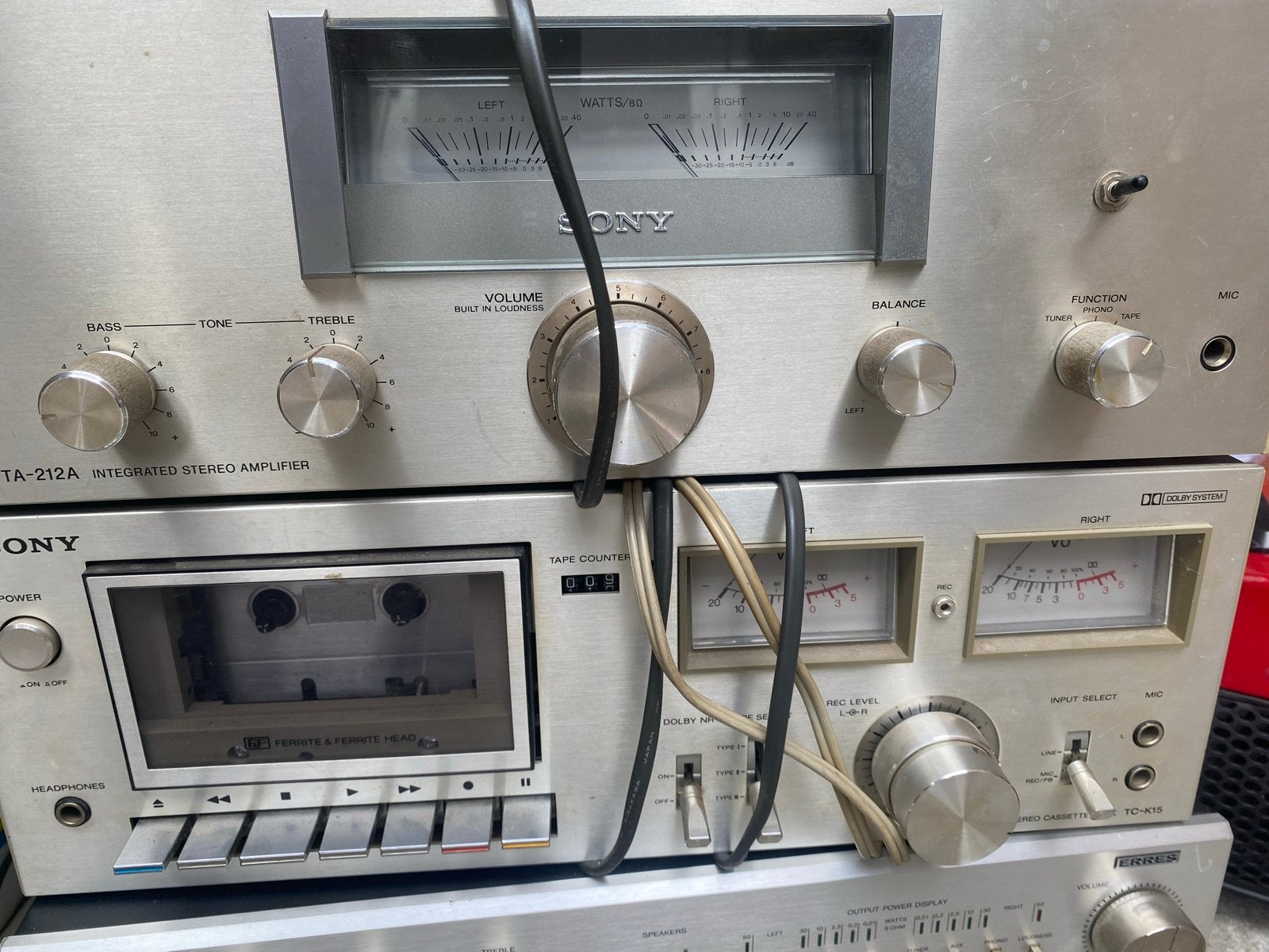 Sony TA-212A Versterker & TC-K15 Cassettedeck, Ophalen of Verzenden, Enkel, Sony, Tiptoetsen